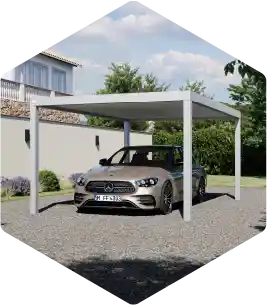 Carport par un spécialiste de la pose de fermetures extérieur et conceptions métalliques