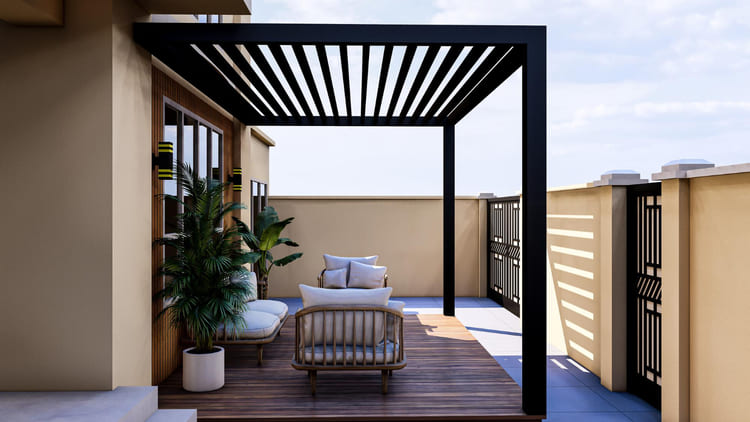 Pergola posée par Metallem, spécialiste dans l'Oise
